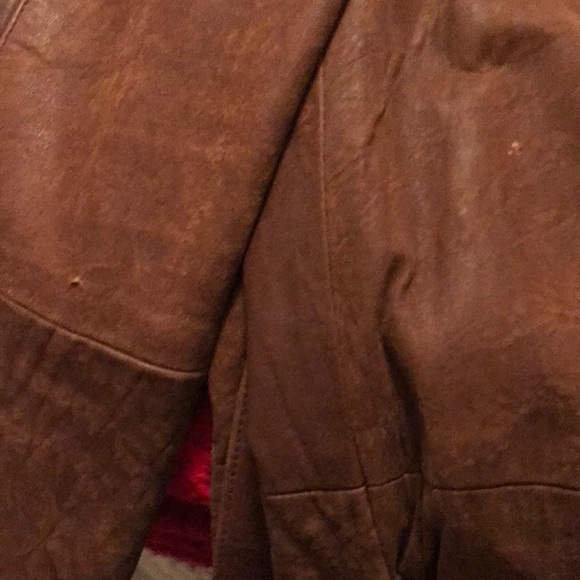 Womens 80s Vintage Long Brown Genuine Leather Coat - Picture 4 of 16